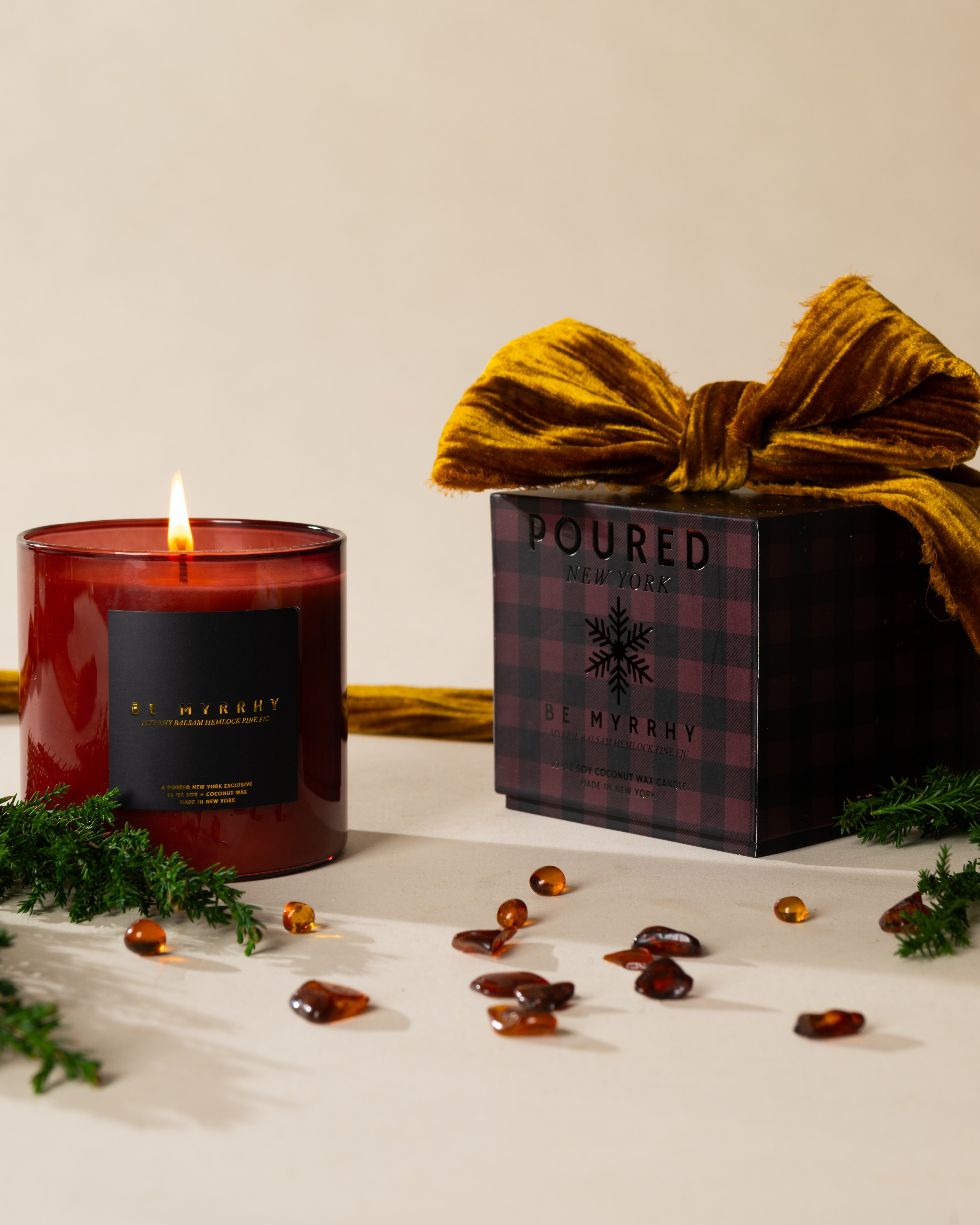 Poured New York 'Be Myrrhy' candle styled in a lifestyle scene