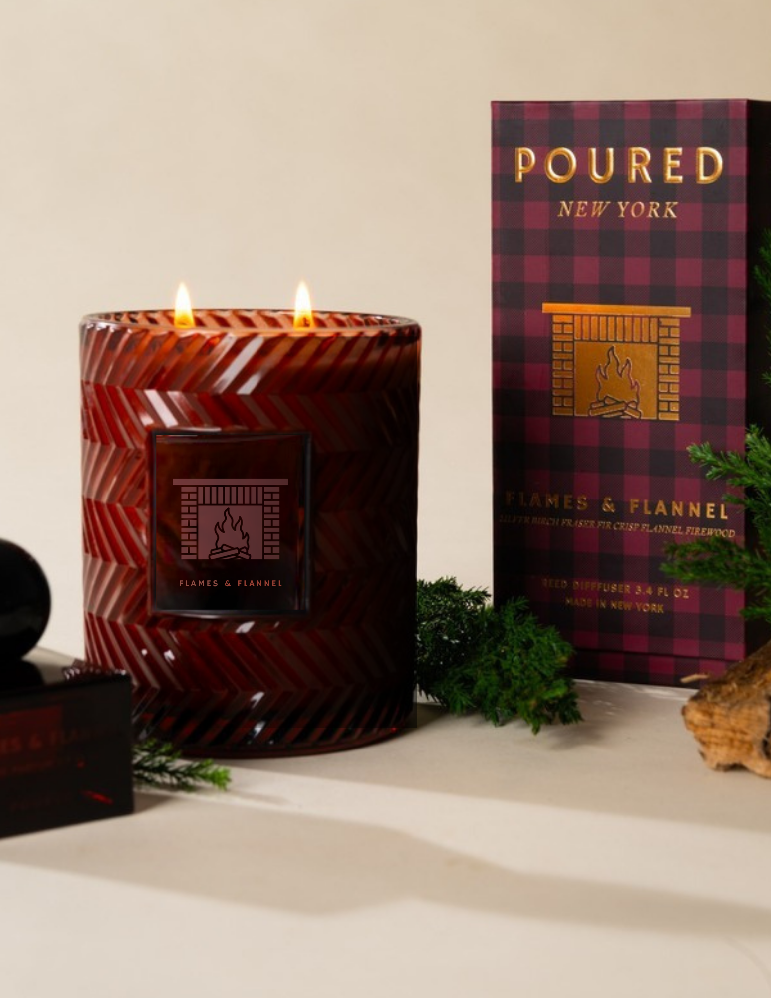 Poured New York 'Flames & Flannel' candle hero image