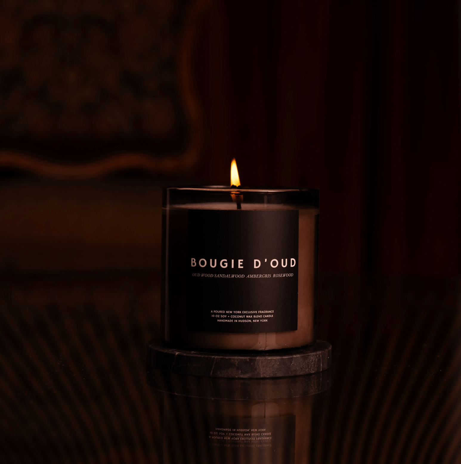 BOUGIE D'OUD - Candle - Moody Lifestyle Shot - Poured New York