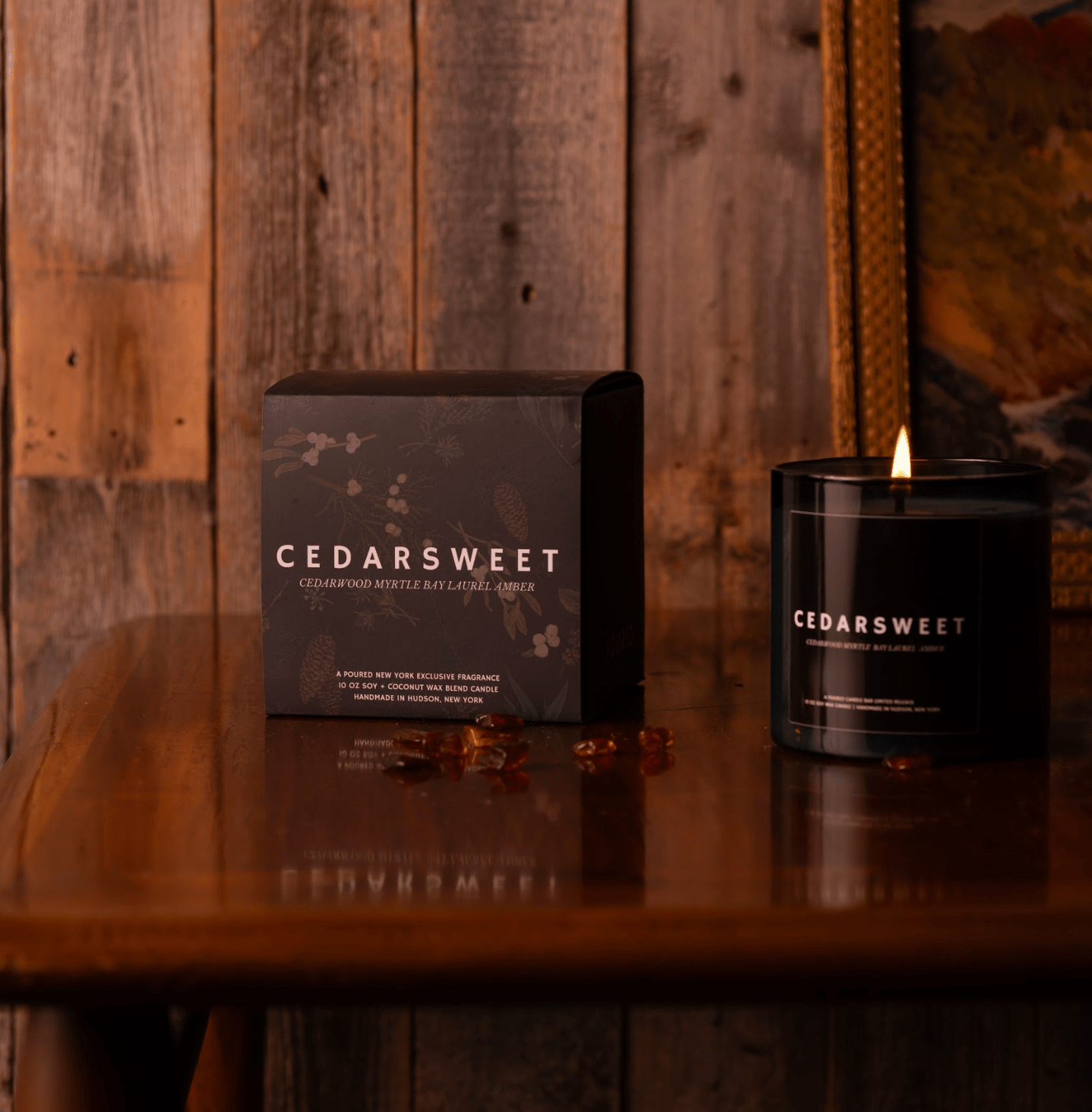 CEDARSWEET - Candle - Moody Lifestyle Shot - Poured New York