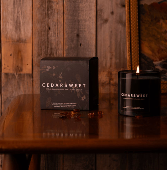 CEDARSWEET - Candle - Moody Lifestyle Shot - Poured New York