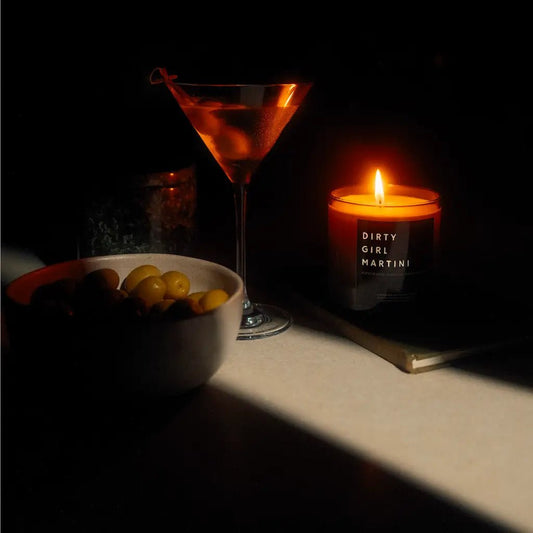 DIRTY GIRL MARTINI - Candle - Moody Lifestyle Shot - Poured New York
