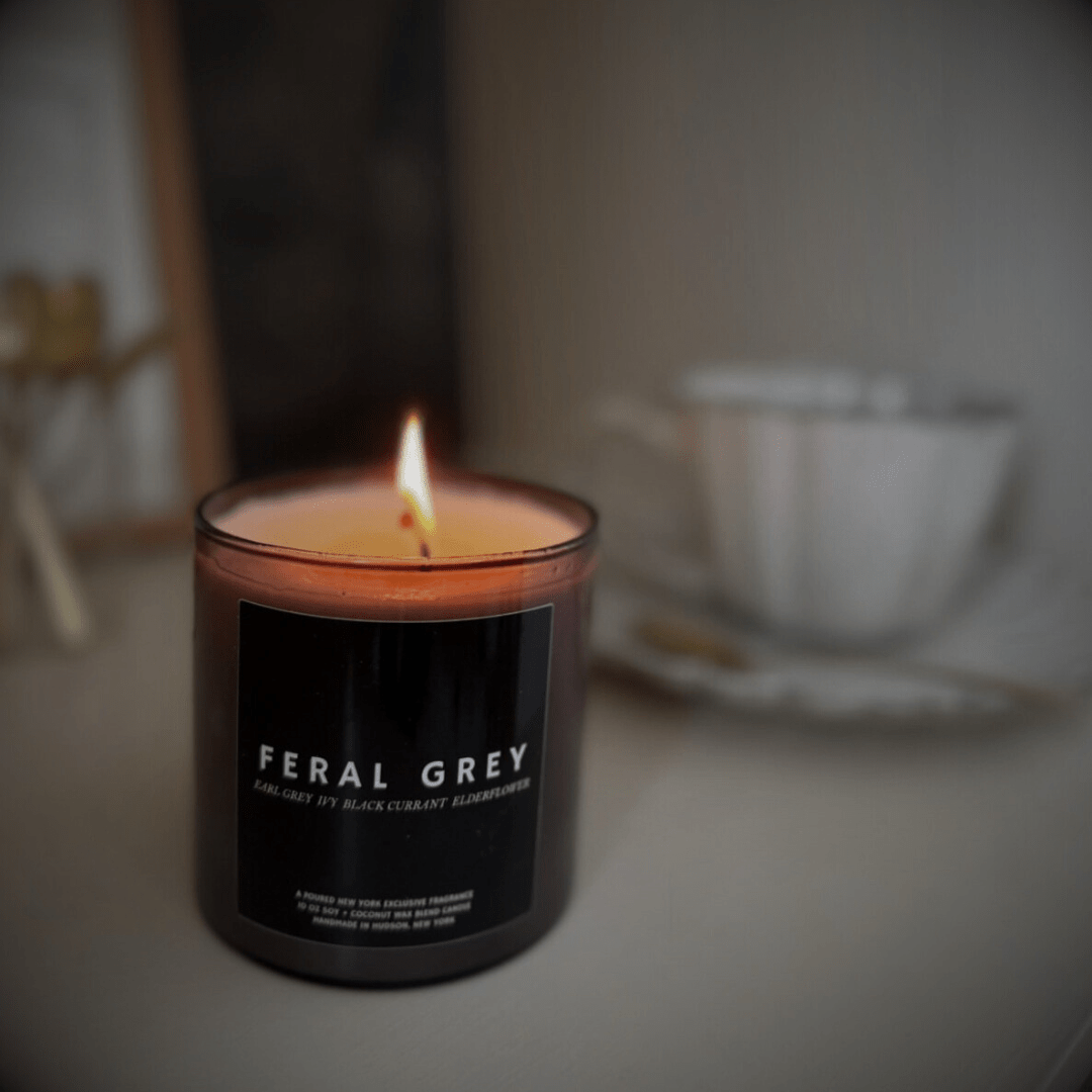 FERAL GREY - Candle - Moody Lifestyle Shot - Poured New York