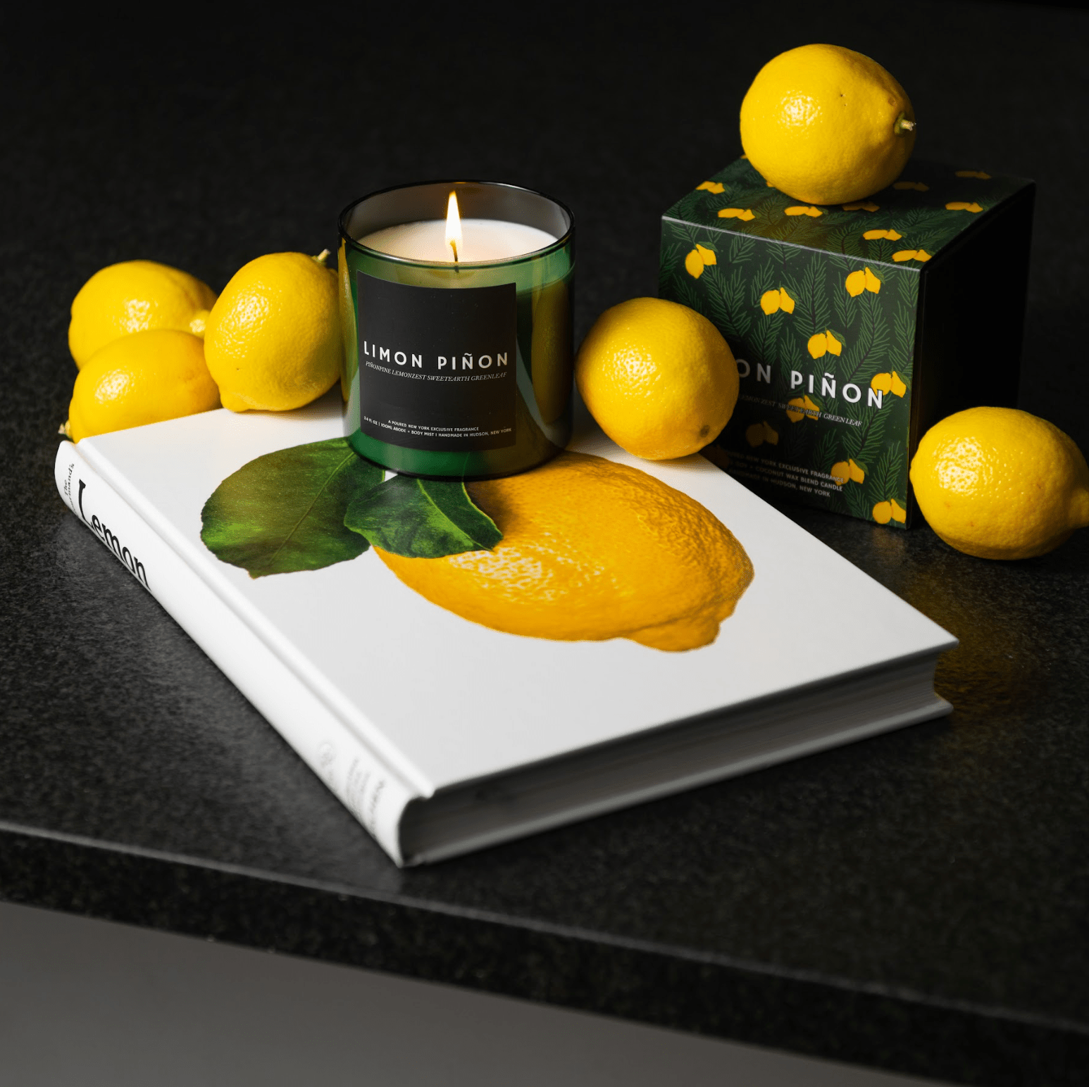 LIMON PIÑON - Candle - Moody Lifestyle Shot - Poured New York