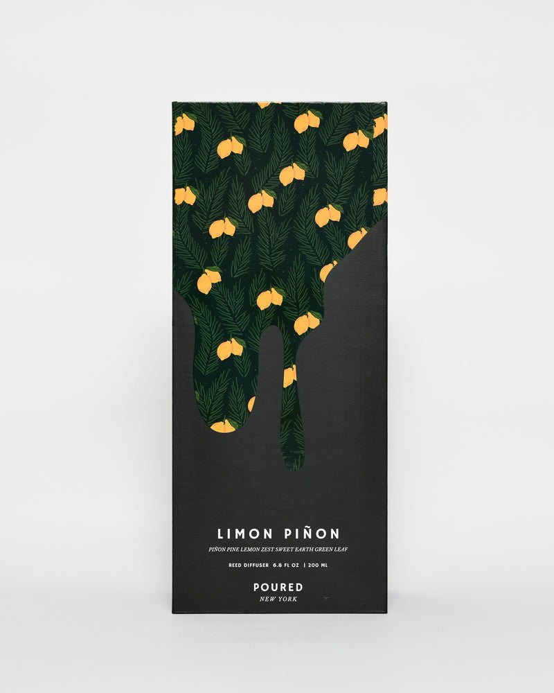 LIMON PIÑON - Hand blown glass Reed Diffuser - Box - Poured New York