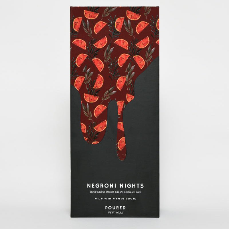 NEGRONI NIGHTS - Hand blown glass Reed Diffuser Box - Poured New York