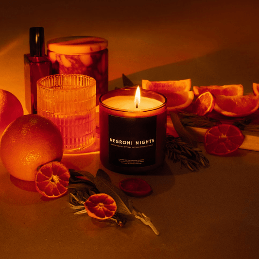 NEGRONI NIGHTS - Candle - Moody Lifestyle Shot - Poured New York