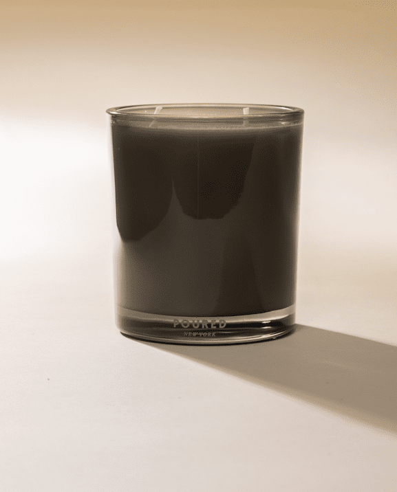 Poured New York 'Herbituals' Two Wick Sage Green Candle on a neutral background