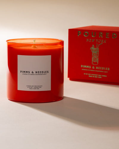 Poured New York 'Pimms & Needles' red candle and matching box