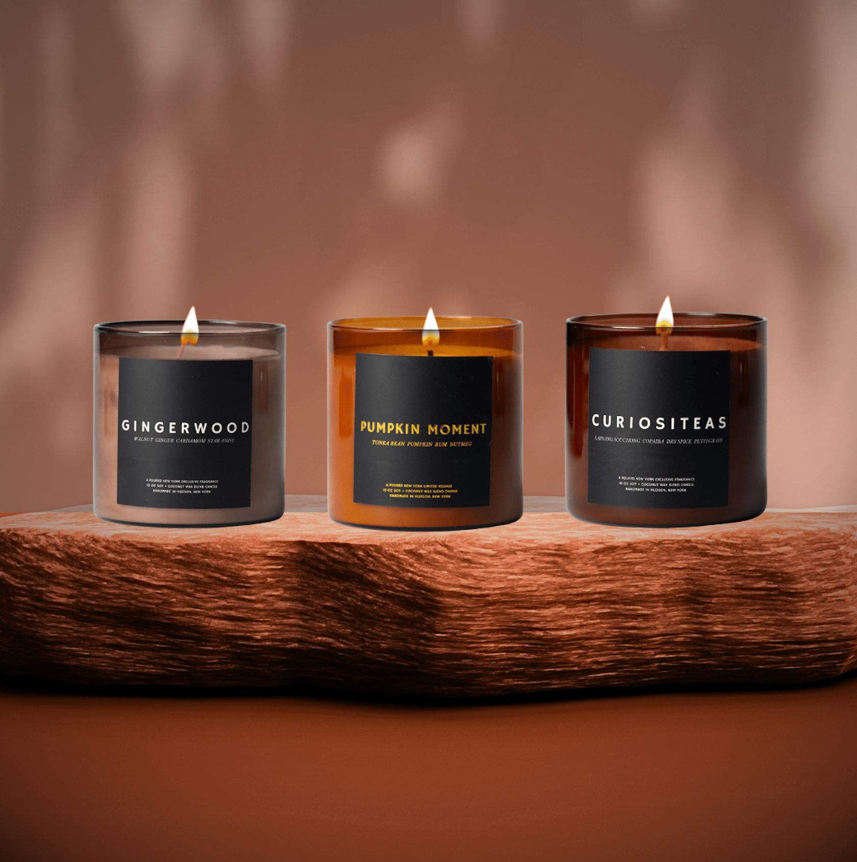 Autumn Candle Bundle - Curiositeas, Gingerwood & Pumpkin Moment | Poured New York - Candle - Poured New York