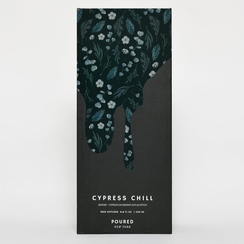 CYPRESS CHILL - Hand blown Glass Reed Diffuser - Box - Poured New York