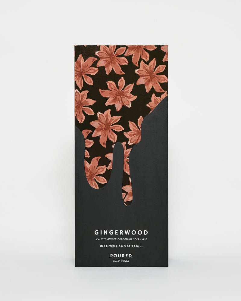 GINGERWOOD - Hand blown glass Reed Diffuser - Box - Poured New York