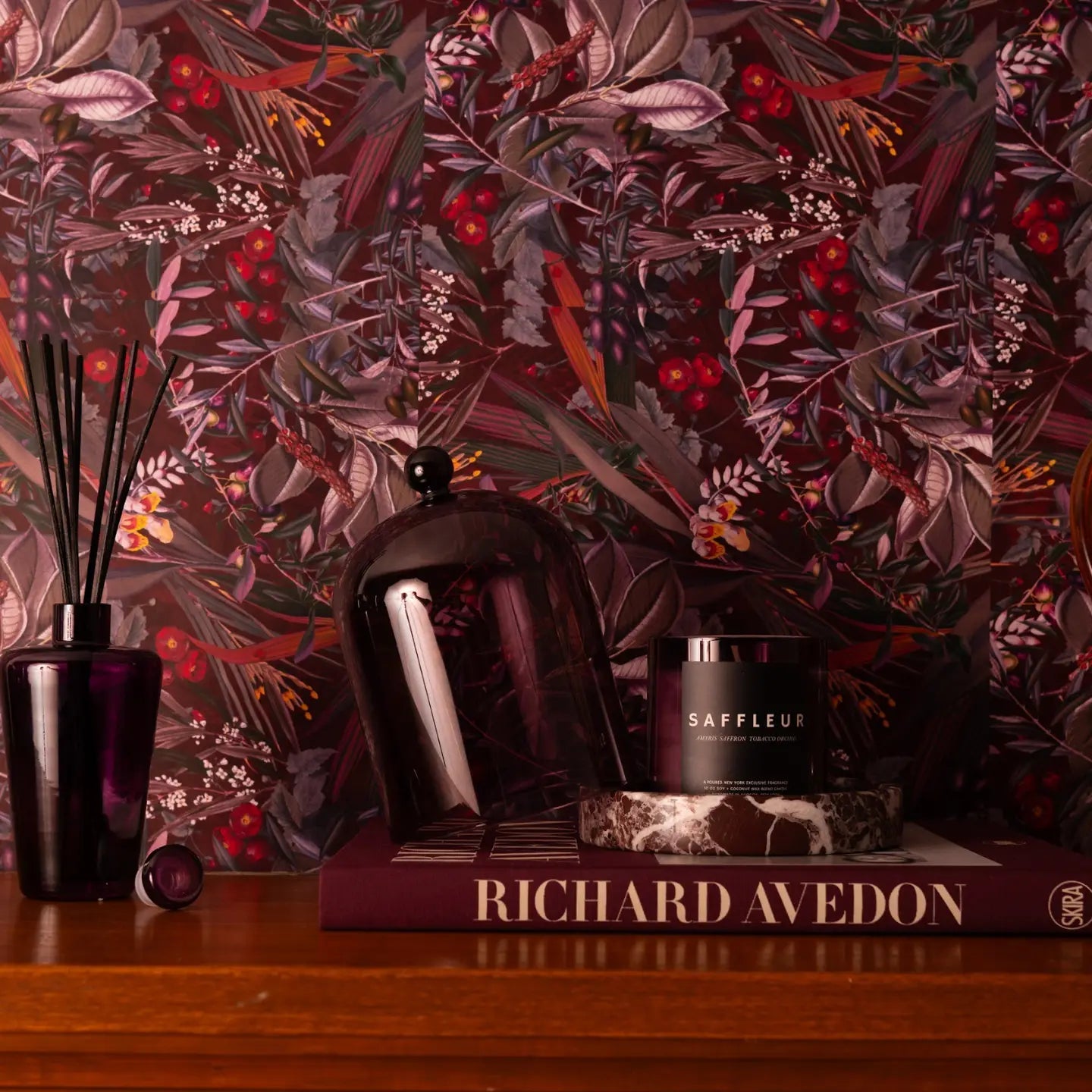 SAFFLEUR - Candle - Moody Lifestyle Shot - Poured New York